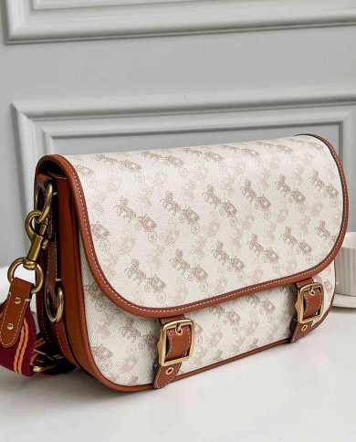 Coach Horse and Carriage Print Leather Messenger Bag