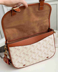 Coach Horse and Carriage Print Leather Messenger Bag