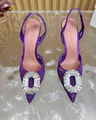 Amina Muaddi Women's Crystal Embellished Slingback Heels