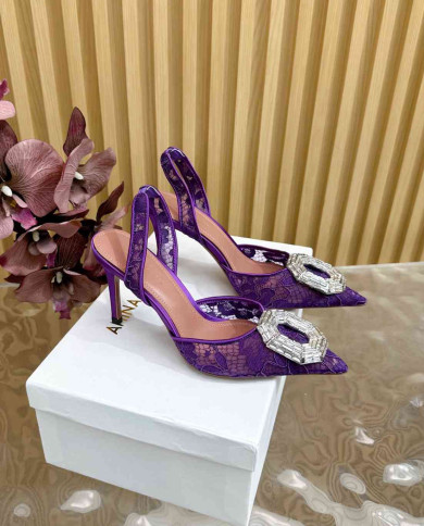 Amina Muaddi Women's Crystal Embellished Slingback Heels