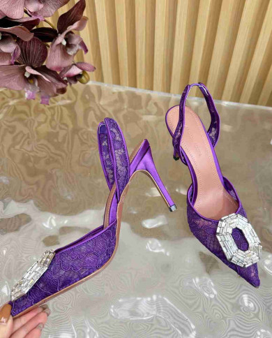 Amina Muaddi Women's Crystal Embellished Slingback Heels