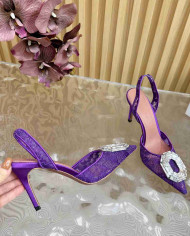 Amina Muaddi Women's Crystal Embellished Slingback Heels