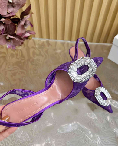 Amina Muaddi Women's Crystal Embellished Slingback Heels