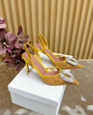 Amina Muaddi Women's Crystal Embellished Slingback Heels