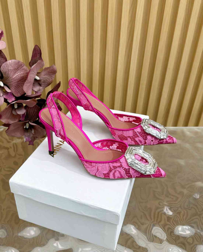 Amina Muaddi Women's Crystal Embellished Slingback Heels