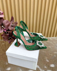 Amina Muaddi Crystal Buckle Slingback Heels