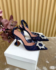 Amina Muaddi Crystal Buckle Slingback Heels