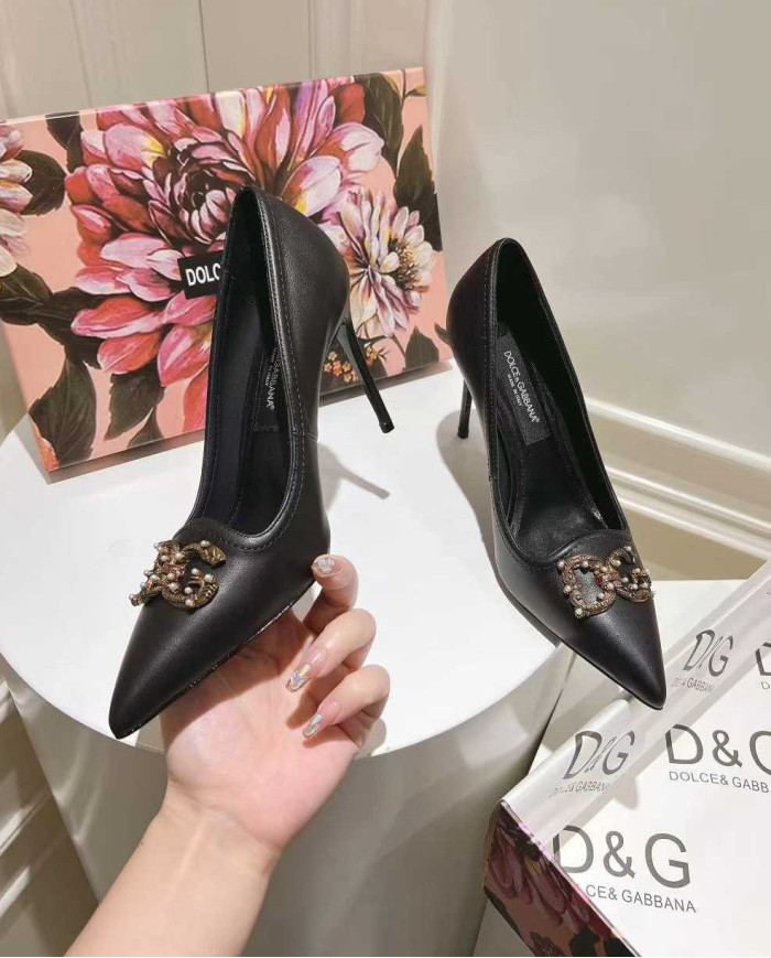 Dolce & Gabbana Women's Leather Pointed Toe Stiletto Sandals