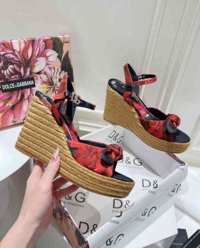 Dolce & Gabbana Women's Print Espadrille Wedge Sandals