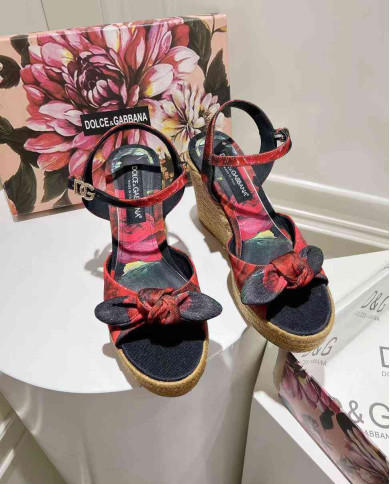 Dolce & Gabbana Women's Print Espadrille Wedge Sandals