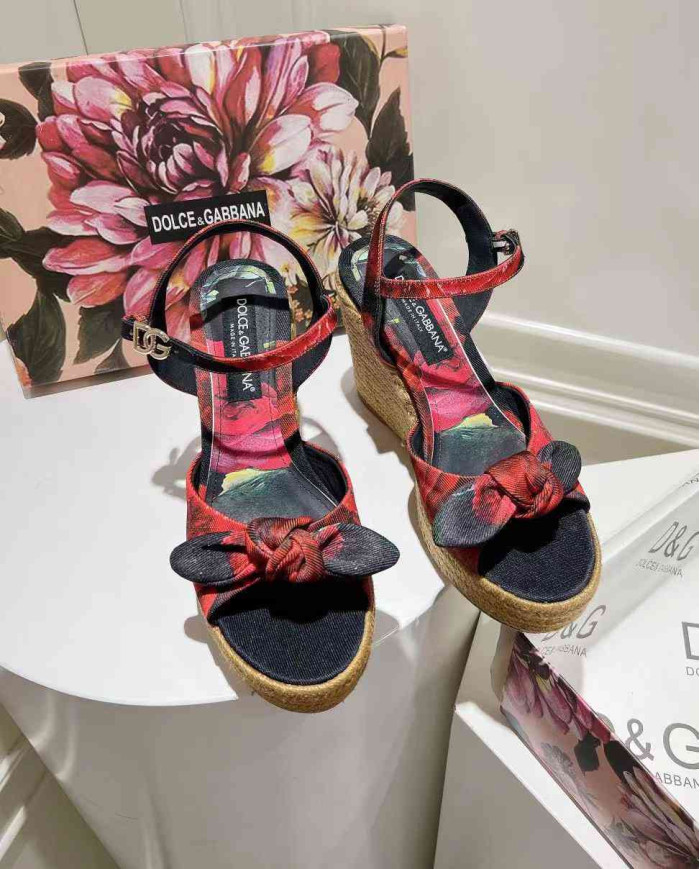 Dolce & Gabbana Women's Print Espadrille Wedge Sandals