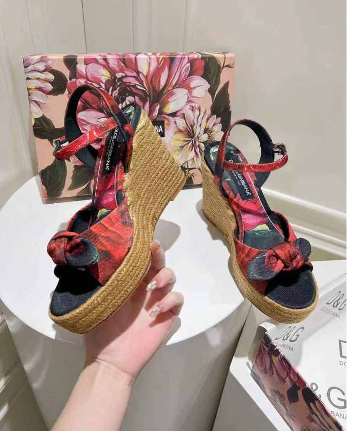 Dolce & Gabbana Women's Print Espadrille Wedge Sandals