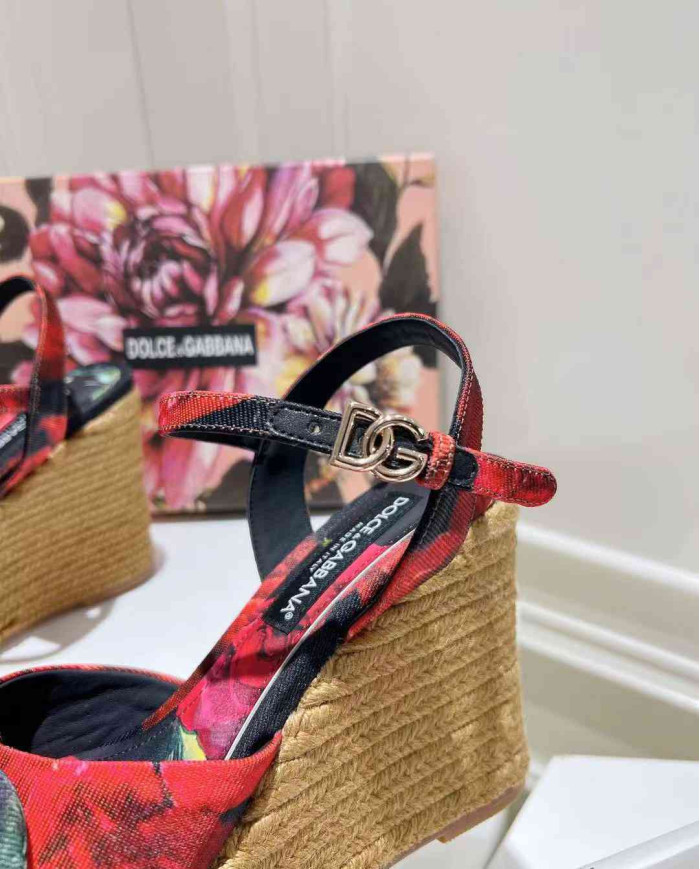 Dolce & Gabbana Women's Print Espadrille Wedge Sandals