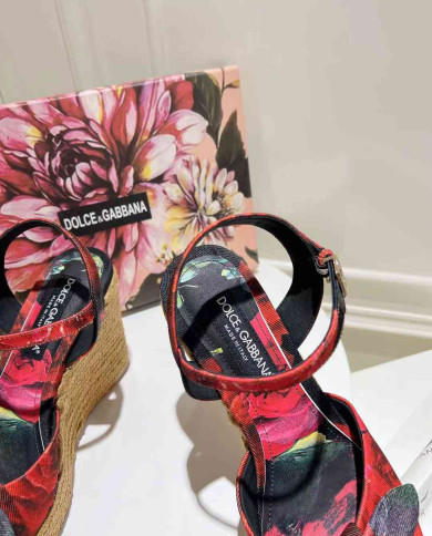 Dolce & Gabbana Women's Print Espadrille Wedge Sandals