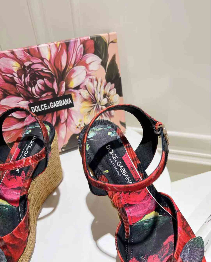 Dolce & Gabbana Women's Print Espadrille Wedge Sandals