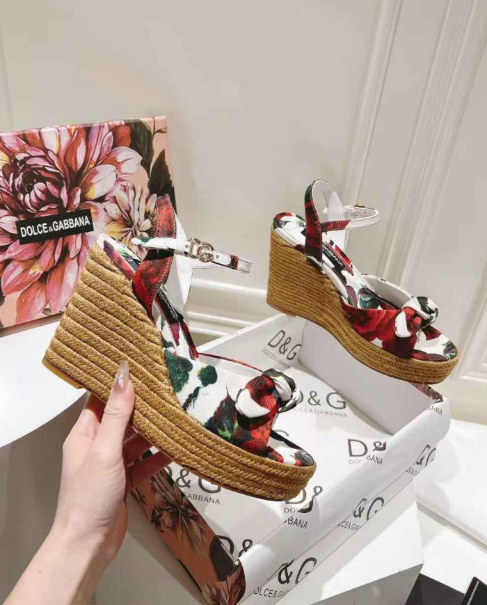 Dolce & Gabbana Women's Print Espadrille Wedge Sandals