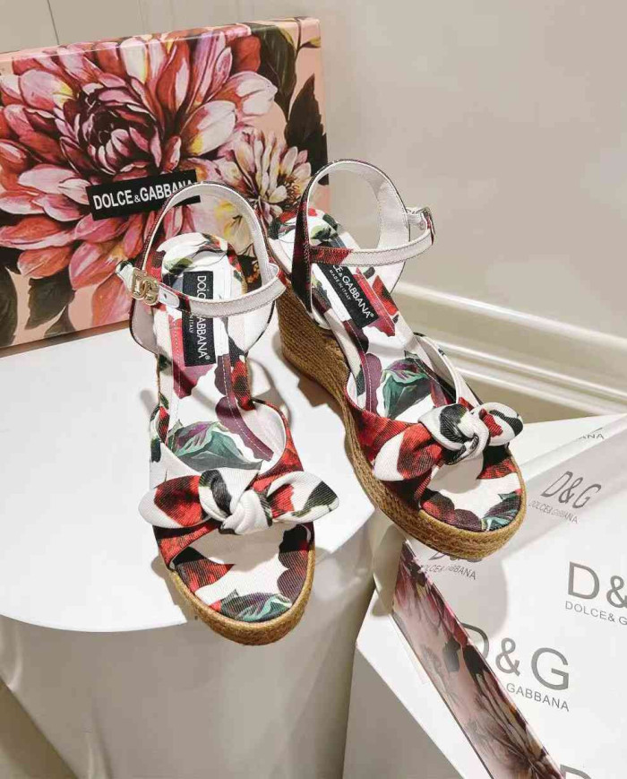 Dolce & Gabbana Women's Print Espadrille Wedge Sandals
