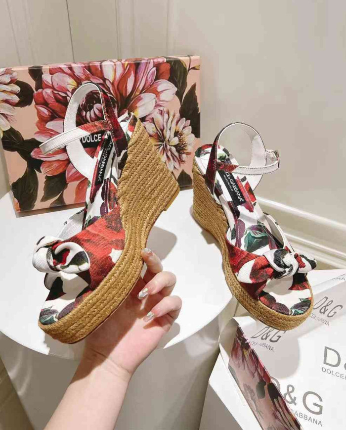 Dolce & Gabbana Women's Print Espadrille Wedge Sandals