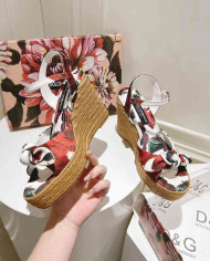 Dolce & Gabbana Women's Print Espadrille Wedge Sandals