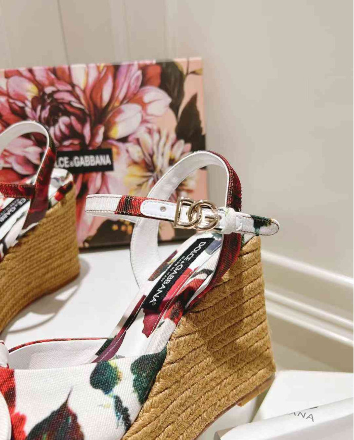 Dolce & Gabbana Women's Print Espadrille Wedge Sandals