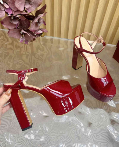 Gucci Women's Red Platform Block Heel Sandals