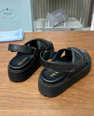 Prada Women's Quilted Cross Strap Platform Sandals