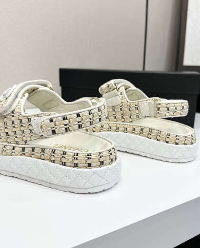 Chanel Women's Leather Platform Sandals