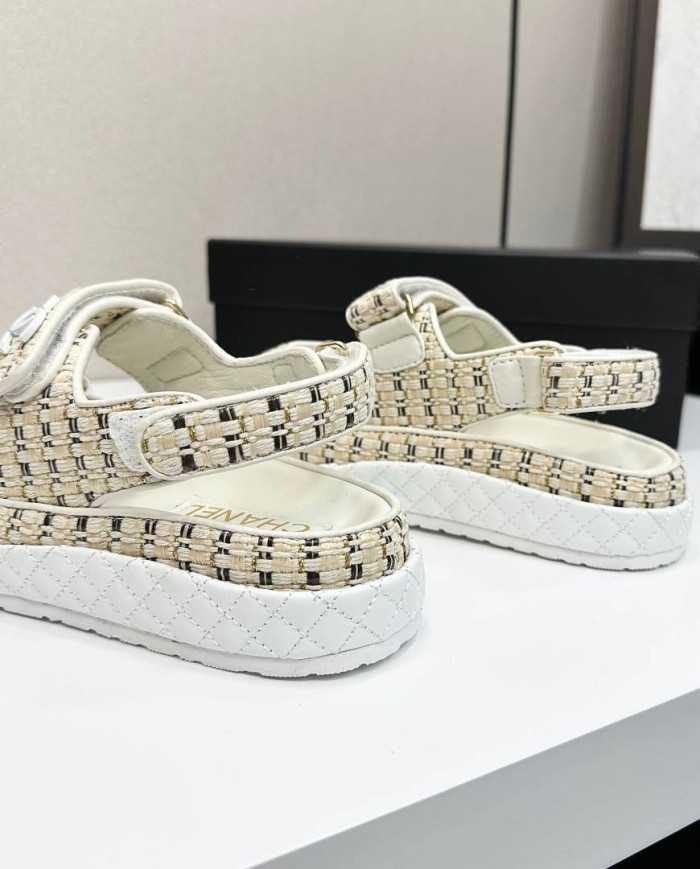 Chanel Women's Leather Platform Sandals