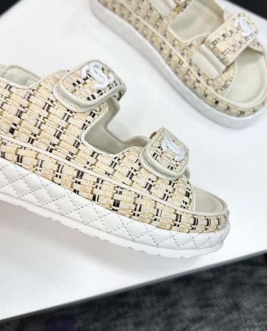 Chanel Women's Leather Platform Sandals