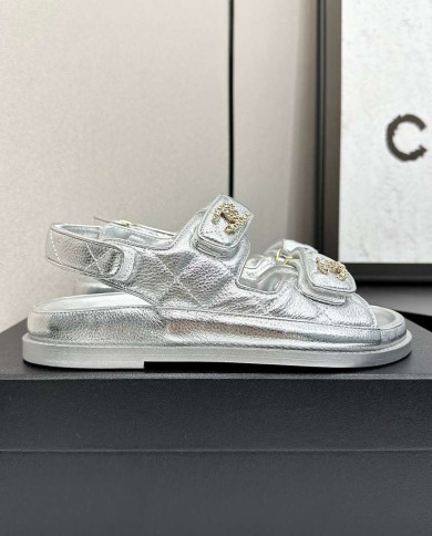 Chanel Ladies Quilted Double C Buckle Casual Sandals