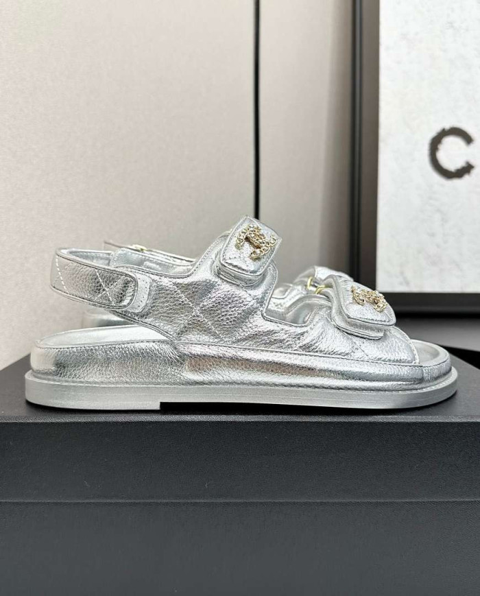 Chanel Ladies Quilted Double C Buckle Casual Sandals