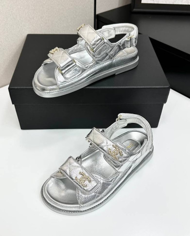 Chanel Ladies Quilted Double C Buckle Casual Sandals
