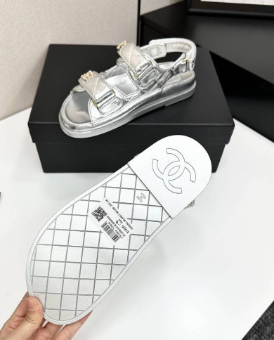 Chanel Ladies Quilted Double C Buckle Casual Sandals