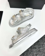 Chanel Ladies Quilted Double C Buckle Casual Sandals