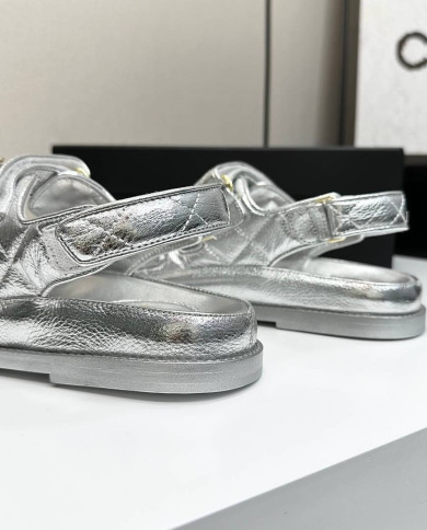 Chanel Ladies Quilted Double C Buckle Casual Sandals