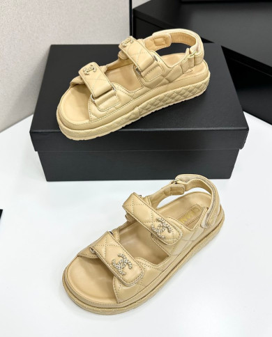 Chanel Ladies Quilted Double C Buckle Casual Sandals
