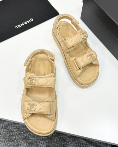 Chanel Ladies Quilted Double C Buckle Casual Sandals
