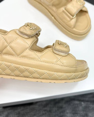 Chanel Ladies Quilted Double C Buckle Casual Sandals