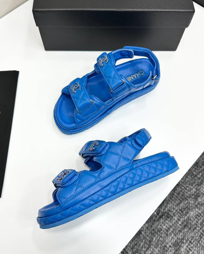 Chanel Ladies Quilted Double C Buckle Casual Sandals