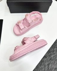 Chanel Ladies Quilted Double C Buckle Casual Sandals