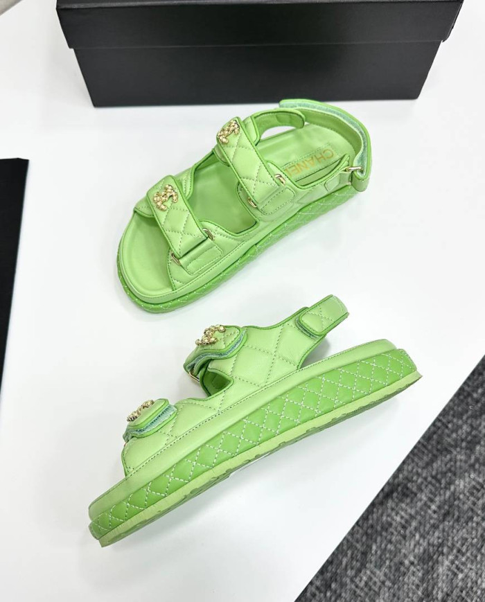 Chanel Ladies Quilted Double C Buckle Casual Sandals