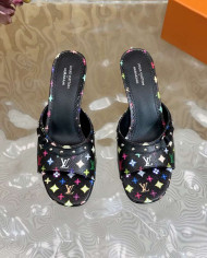 Louis Vuitton Murakami Collaboration Print High Heel Slides