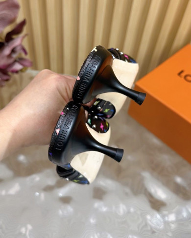 Louis Vuitton Murakami Collaboration Print High Heel Slides