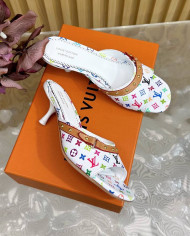 Louis Vuitton Murakami Collaboration Print High Heel Slides