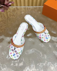 Louis Vuitton Murakami Collaboration Print High Heel Slides