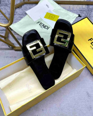 Fendi Leather FF Logo Slippers