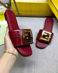 Fendi Leather FF Logo Slippers