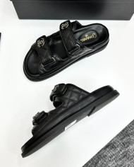 Chanel Women's Quilted Buckle Platform Slippers