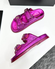 Chanel Women's Quilted Buckle Platform Slippers