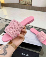 Chanel Chunky Woven Texture Beach Slipper